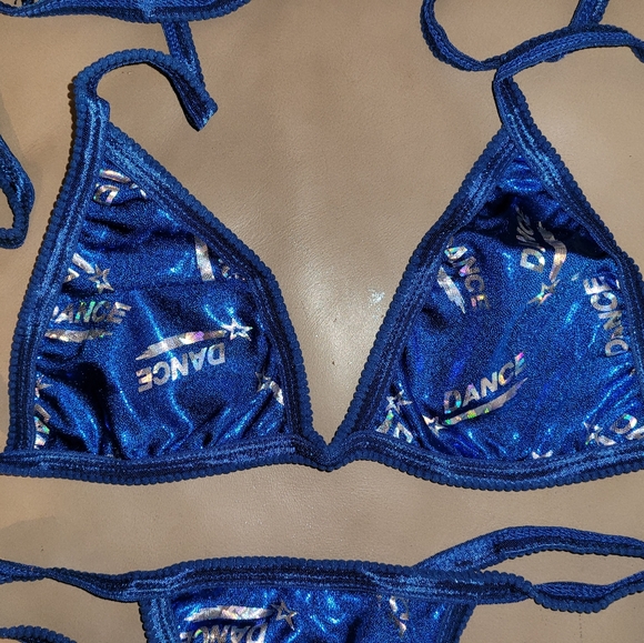 Handmade Metallic Blue & Silver Y-String Bikini - Picture 3 of 8